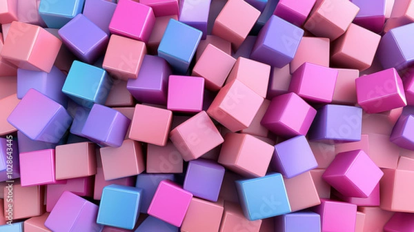 Fototapeta Colorful cubes create vibrant and playful scene, showcasing interlocking shapes