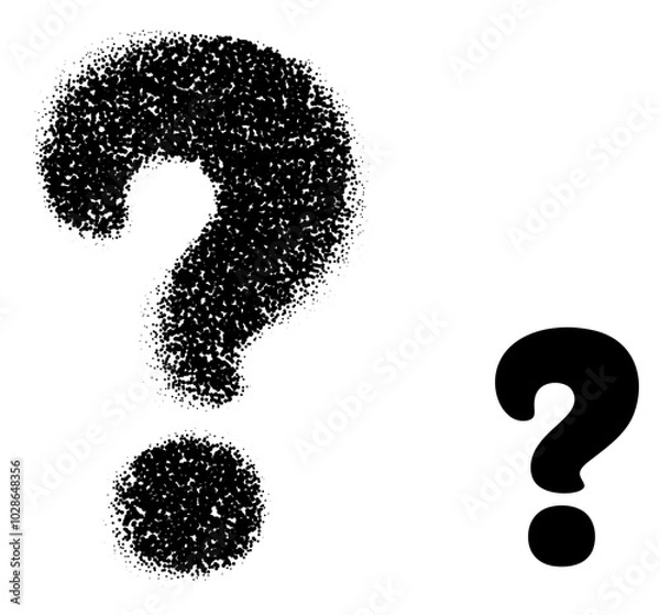 Obraz Bold black question mark icons in textured and solid styles. Great for representing inquiry, curiosity, or uncertainty in visual projects.