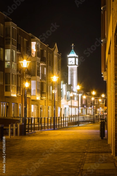 Obraz Cityscape at night of Veenendaal in the Netherlands.