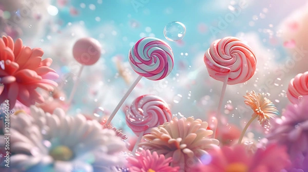 Obraz wallpaper with candy and flower
