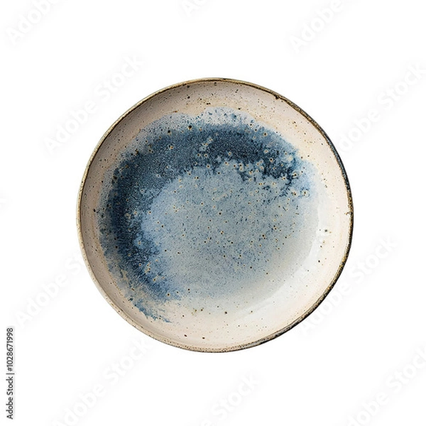 Fototapeta handmade ceramic plate on isolated on transparent background, top view
