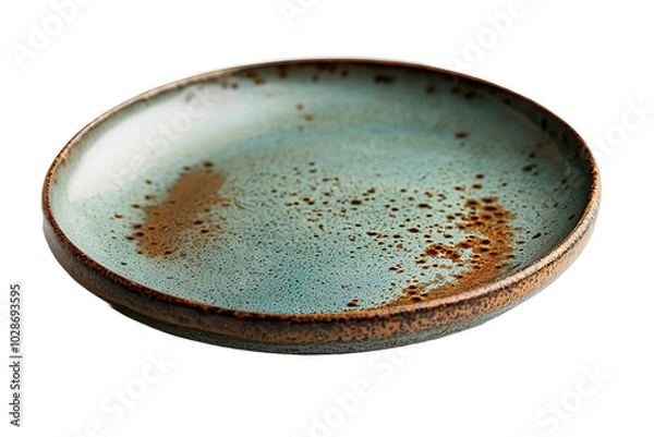 Fototapeta handmade ceramic plate on isolated on transparent background, side view