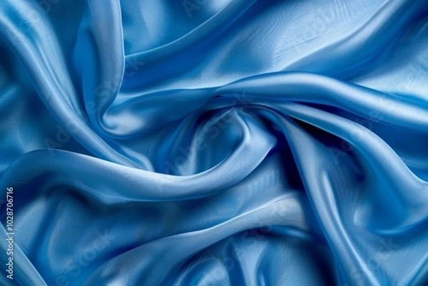 Fototapeta Photo of Blue silk fabric drapery material. Background texture for backdrops or mapping