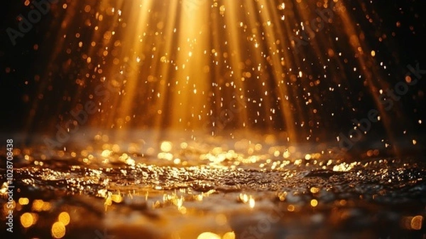 Fototapeta Light in water. Rays of light against the background of water