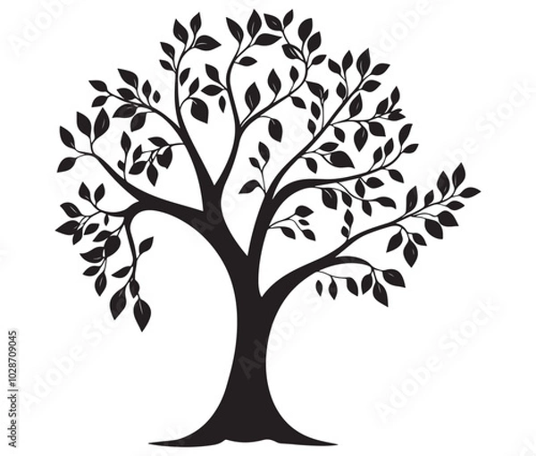 Fototapeta Vector black tree of live icon on white background, Plant tree silhouette, Palm tree icon