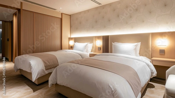Obraz モダンな和風ホテルのツインルーム