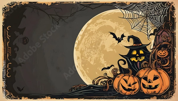 Fototapeta Classic Halloween Vibes: Retro Background for Personalization
