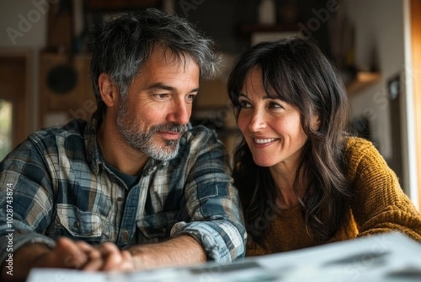 Obraz Couple collaborating on home renovation project, Generative AI