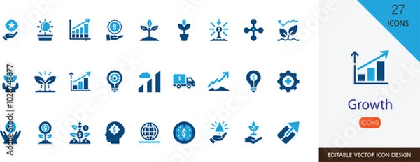 Fototapeta Growth icon set. containing Progress, expansion, development, improvement, evolution, enhancement and more vector design