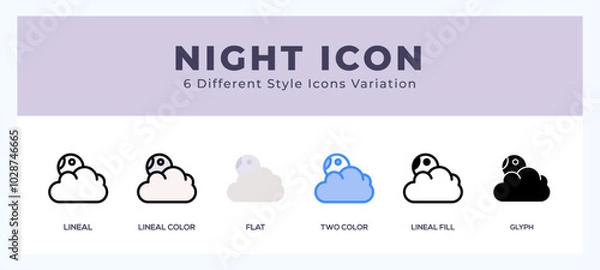 Fototapeta Night icon set pack vector illustration.
