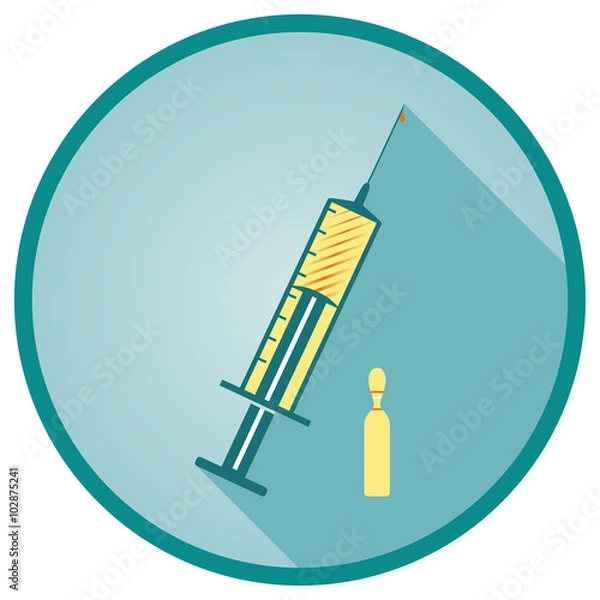 Obraz Syringe and Vial flat vector icon
