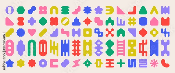 Fototapeta Collection of colorful geometric rounded shapes