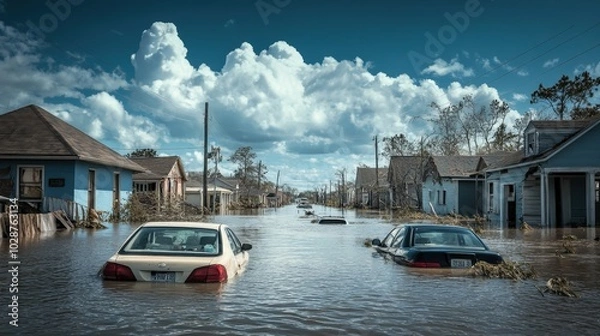 Fototapeta Climate change affects the frequency and intensity of natural disasters.
