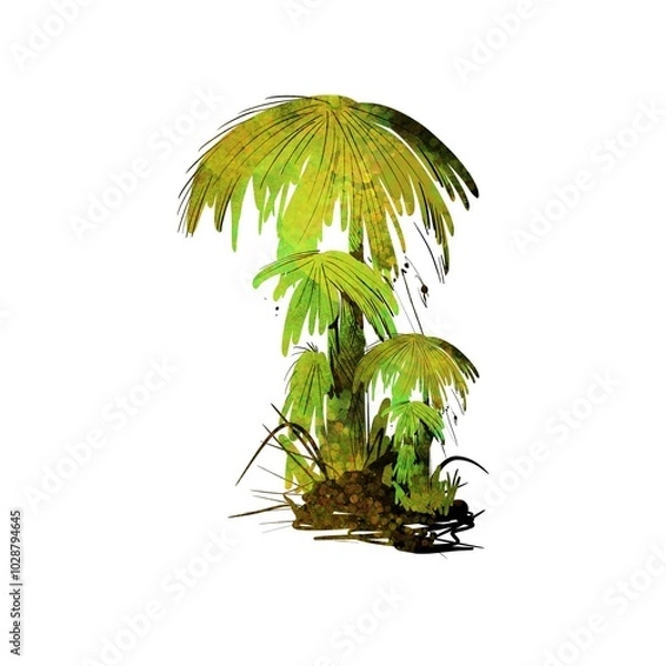 Obraz Artistic colorful palm tree isolated on white