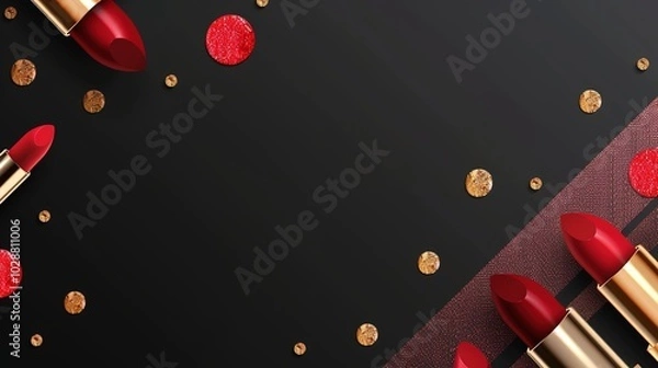 Fototapeta Make up lipstick mock up cosmetics wallpaper background