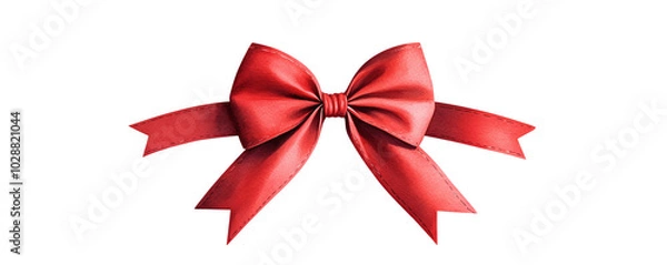 Fototapeta Elegant red ribbon bow with tails, perfect for decorative purposes, isolated on white.