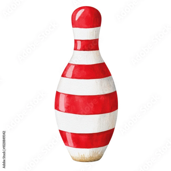 Fototapeta Vibrant Bowling Pin with Striking Red and White Stripes
