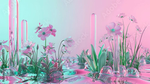 Obraz cyber glass flower