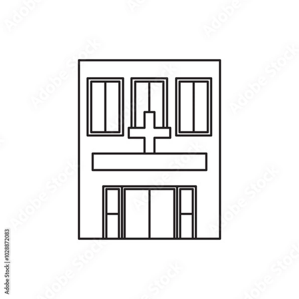 Fototapeta Hospital building icon outline vector