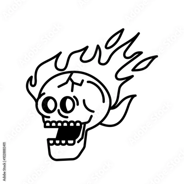 Fototapeta skull with fire flame