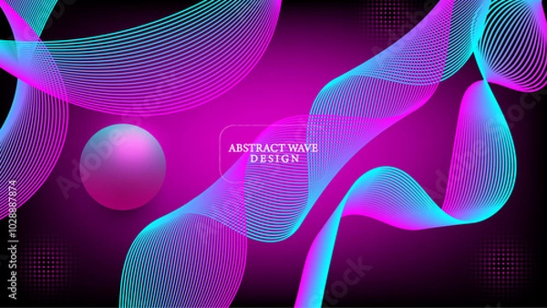 Fototapeta Gradient liquid abstract fluid wavy background illustration shapes template vector design creating a stylized landscape with vibrant purple, blue, and black shapes for the cover, landing page.