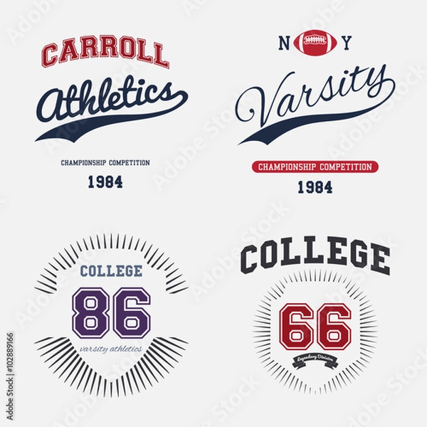 Obraz Varsity College Print Vector Illustration
