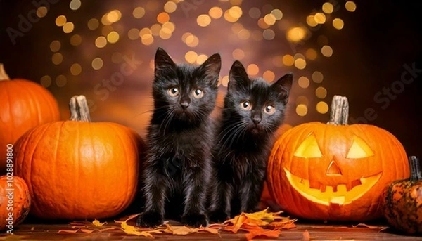 Obraz ハロウィンと子猫