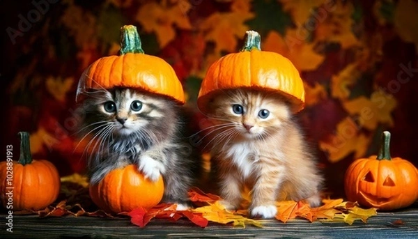 Obraz ハロウィンのコスプレをしている子猫たち
