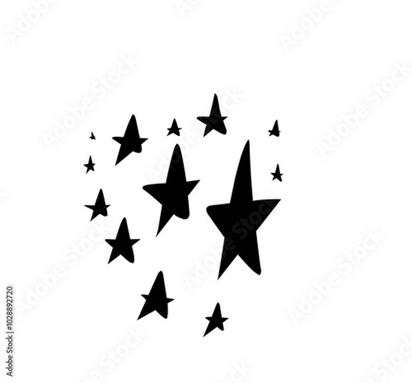 Fototapeta black and white stars on white background