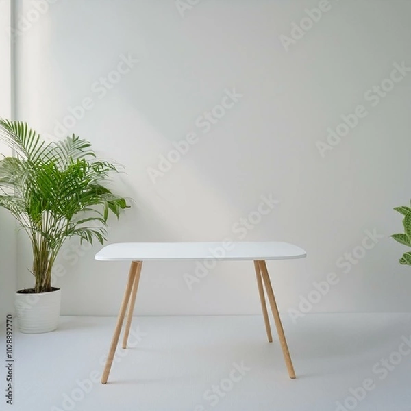 Obraz ナチュラルな白い空間とテーブル
