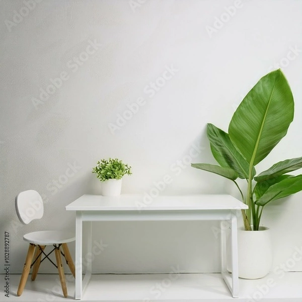 Obraz ナチュラルな白い空間とテーブル