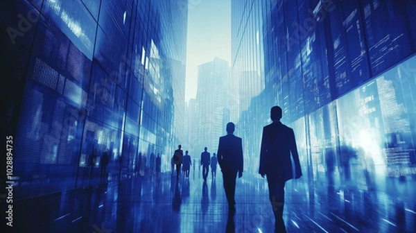 Fototapeta Business with technology, high technology for future. Generative AI Illustration.