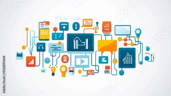 Fototapeta Business with technology, high technology for future. Generative AI Illustration.