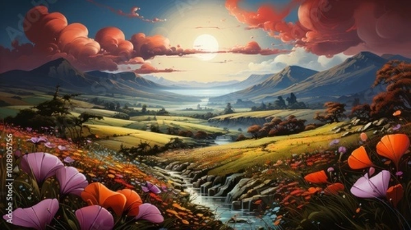 Obraz Serene Valley Sunset