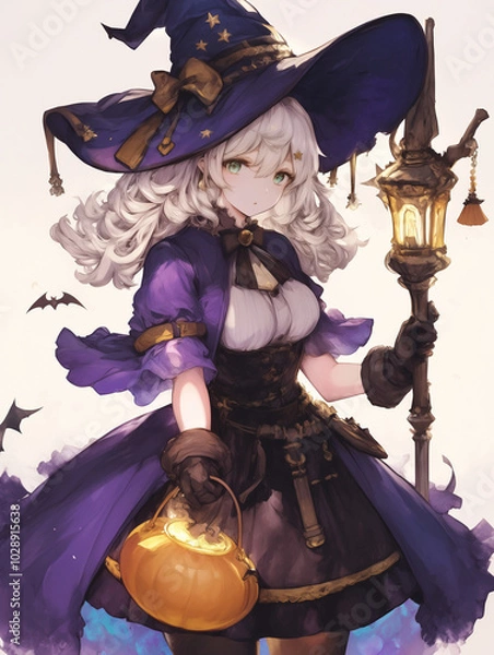 Fototapeta 할로윈 데이의 귀여운 마녀