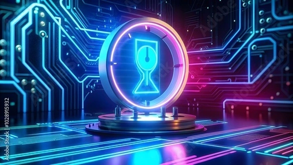 Fototapeta background with code, minimalist hourglass design with a modern abstract tech theme