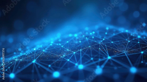 Fototapeta Abstract Blue Network Patterned Background | Futuristic Technology, Digital Communication & Data Visualization Image