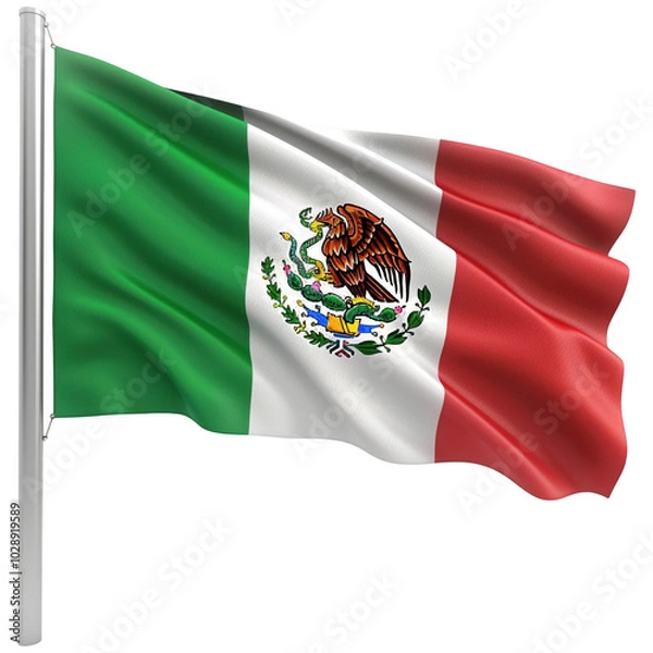 Obraz Waving mexican flag isolated on a transparent background.