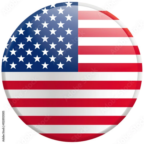 Fototapeta Round shape American flag icon with stars and stripes