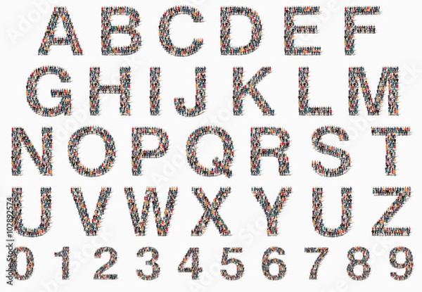 Fototapeta group  people  shape  aplphabet.