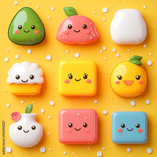 Fototapeta 3D Soap Icon with a Smiley Face for a Fun and Clean Design