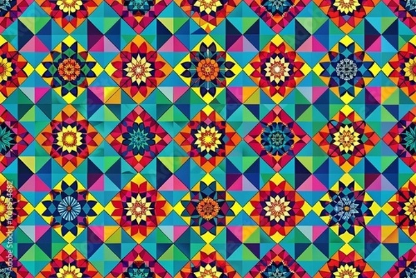 Obraz Groovy Multicolored Checkerboard Pattern - Geometric Abstract Background for Creative Designs