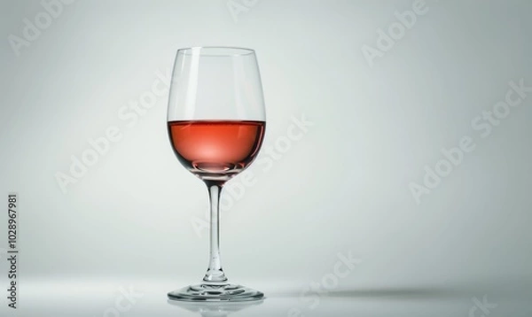 Obraz Elegant wine glass, white background, 4K hyperrealistic photo