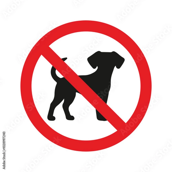 Fototapeta dog walking is prohibited. dogs are not allowed. vector prohibition sign
