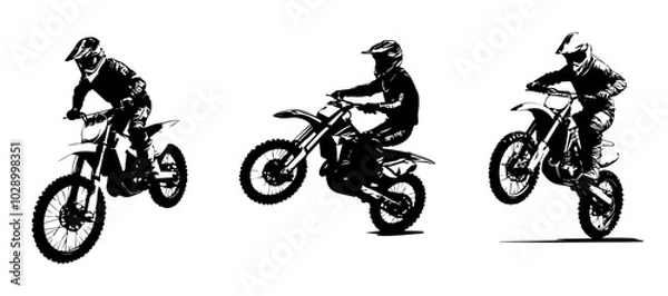 Obraz silhouettes of man riding on motocross vector design