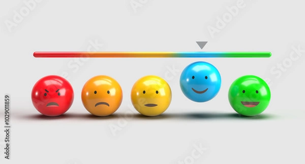 Fototapeta Emotion Scale with Happiness Highlighted