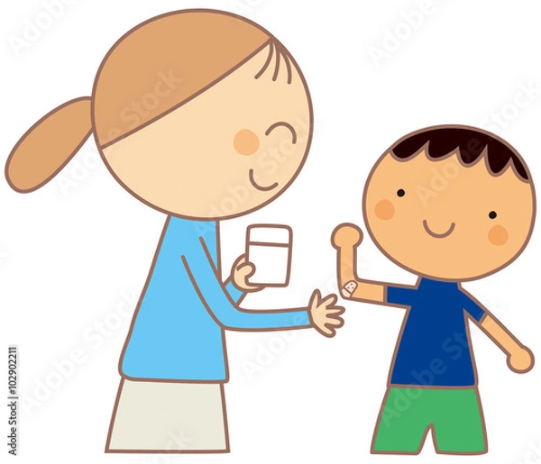 Fototapeta 親子　ばんそうこう