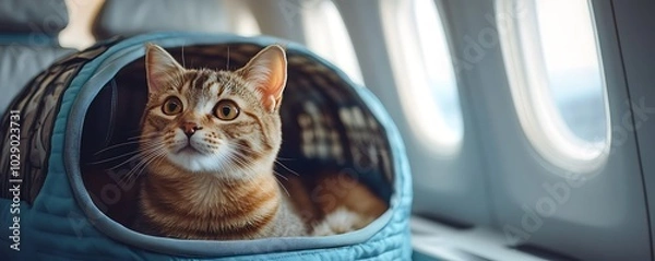 Obraz Cat in a Carrier on a Plane Photo