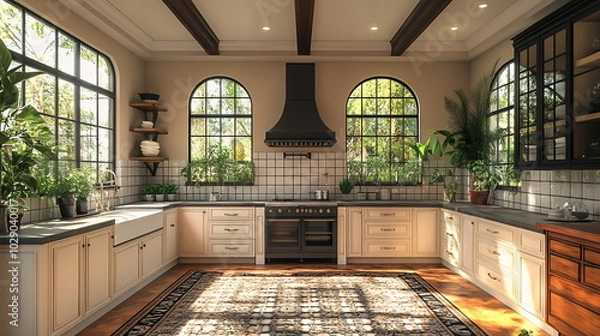 Fototapeta Serene Space with a Modern and Timeless Kitchen Design