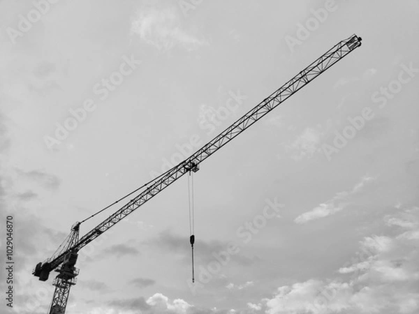 Fototapeta construction site with crane and sky
